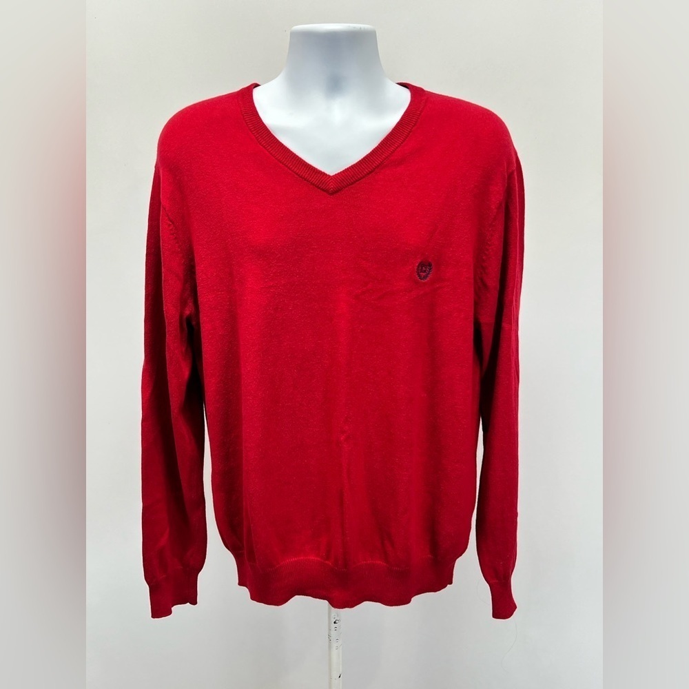 CHAPS Men’s Red Cotton/Cashmere V neck sweater size L